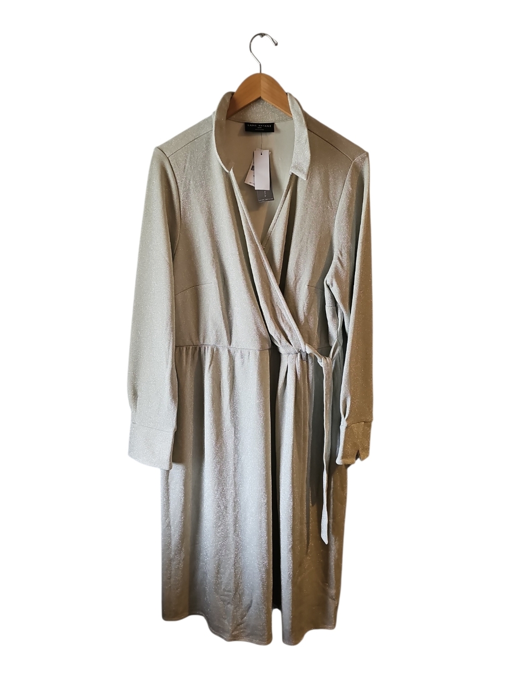NWT Lane Bryant Lurex Faux-Wrap Collar Midi Dress in Birch Women’s 18/20 $90 - Picture 3 of 8